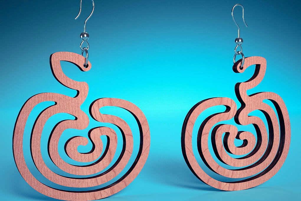 Intra απο ξύλο plywood 3mm-4mm πάχος – Σπειροειδή Σκουλαρίκια | Σκουλαρίκια Δίασταση  5x5 cm INTRAFABR-72468567