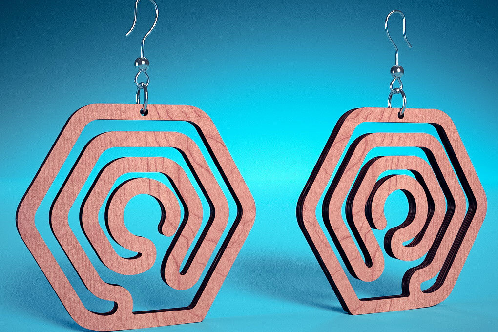 Intra απο ξύλο plywood 3mm-4mm πάχος – Σπειροειδή Σκουλαρίκια | Σκουλαρίκια Δίασταση  5x5 cm INTRAFABR-72468582