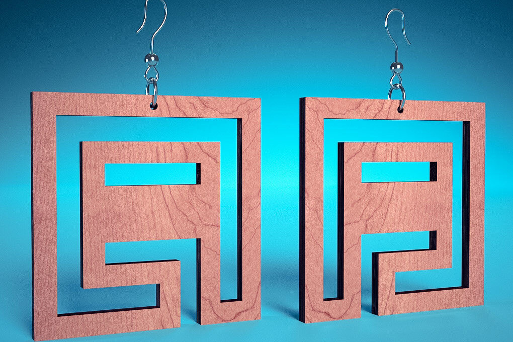 Intra απο ξύλο plywood 3mm-4mm πάχος – Σπειροειδή Σκουλαρίκια | Σκουλαρίκια Δίασταση  5x5 cm INTRAFABR-72468609