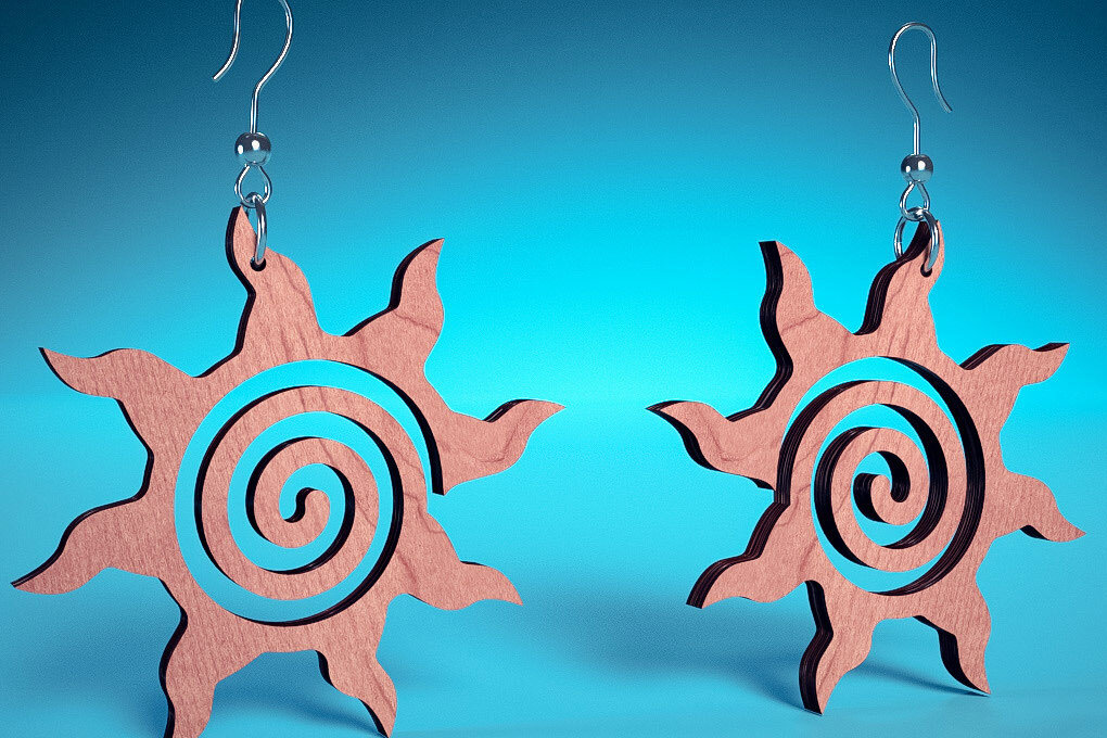 Intra απο ξύλο plywood 3mm-4mm πάχος – Σπειροειδή Σκουλαρίκια | Σκουλαρίκια Δίασταση  5x5 cm INTRAFABR-72468623