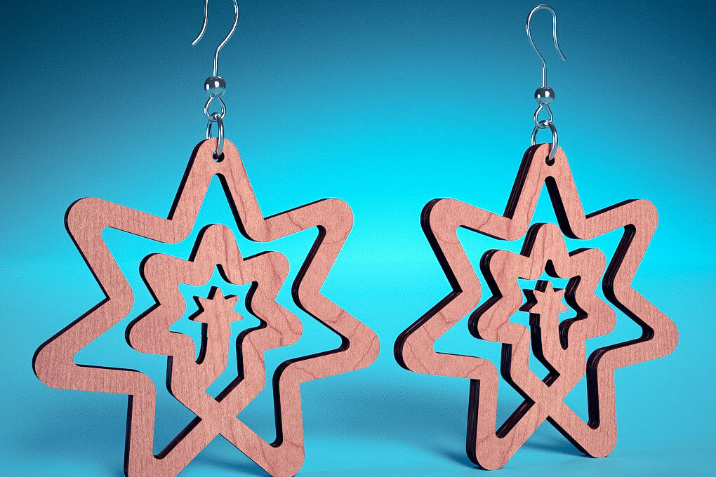 Intra απο ξύλο plywood 3mm-4mm πάχος – Σπειροειδή Σκουλαρίκια | Σκουλαρίκια Δίασταση  5x5 cm INTRAFABR-72468657