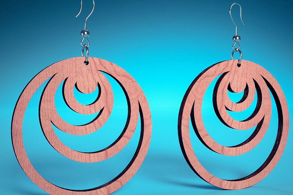 Intra απο ξύλο plywood 3mm-4mm πάχος – Σπειροειδή Σκουλαρίκια | Σκουλαρίκια Δίασταση  5x5 cm INTRAFABR-72468687