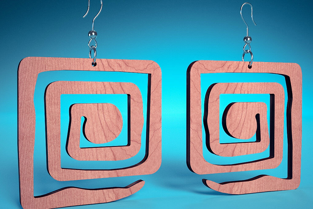 Intra απο ξύλο plywood 3mm-4mm πάχος – Σπειροειδή Σκουλαρίκια | Σκουλαρίκια Δίασταση  5x5 cm INTRAFABR-72468383