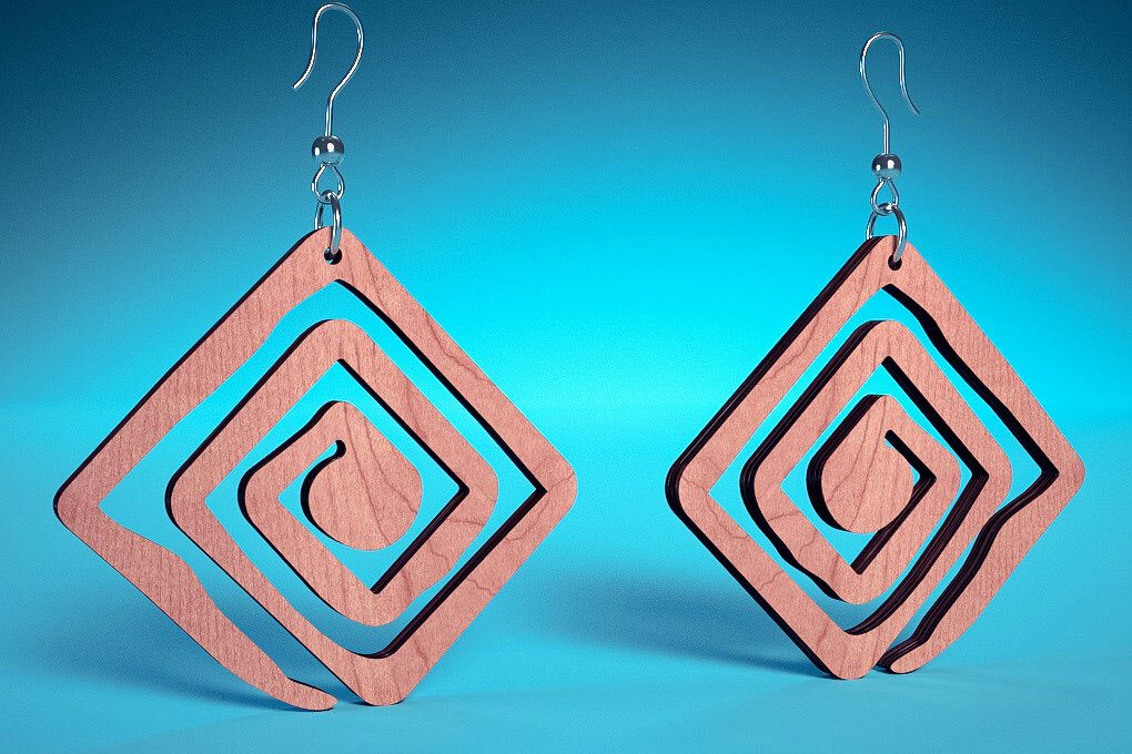 Intra απο ξύλο plywood 3mm-4mm πάχος – Σπειροειδή Σκουλαρίκια | Σκουλαρίκια Δίασταση  5x5 cm INTRAFABR-72468421