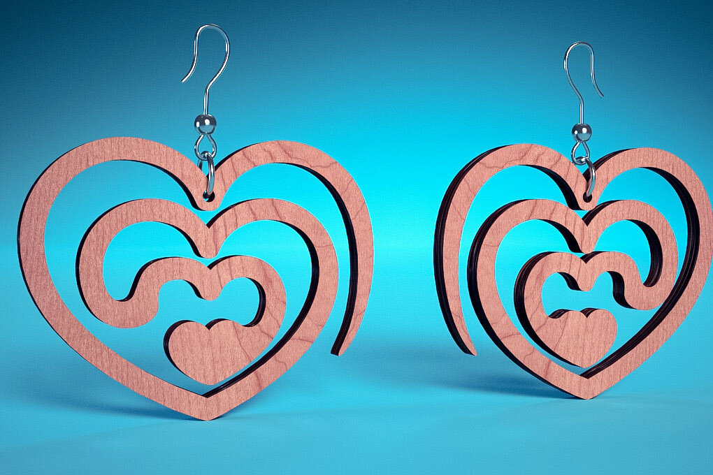 Intra απο ξύλο plywood 3mm-4mm πάχος – Σπειροειδή Σκουλαρίκια | Σκουλαρίκια Δίασταση  5x5 cm INTRAFABR-72468443