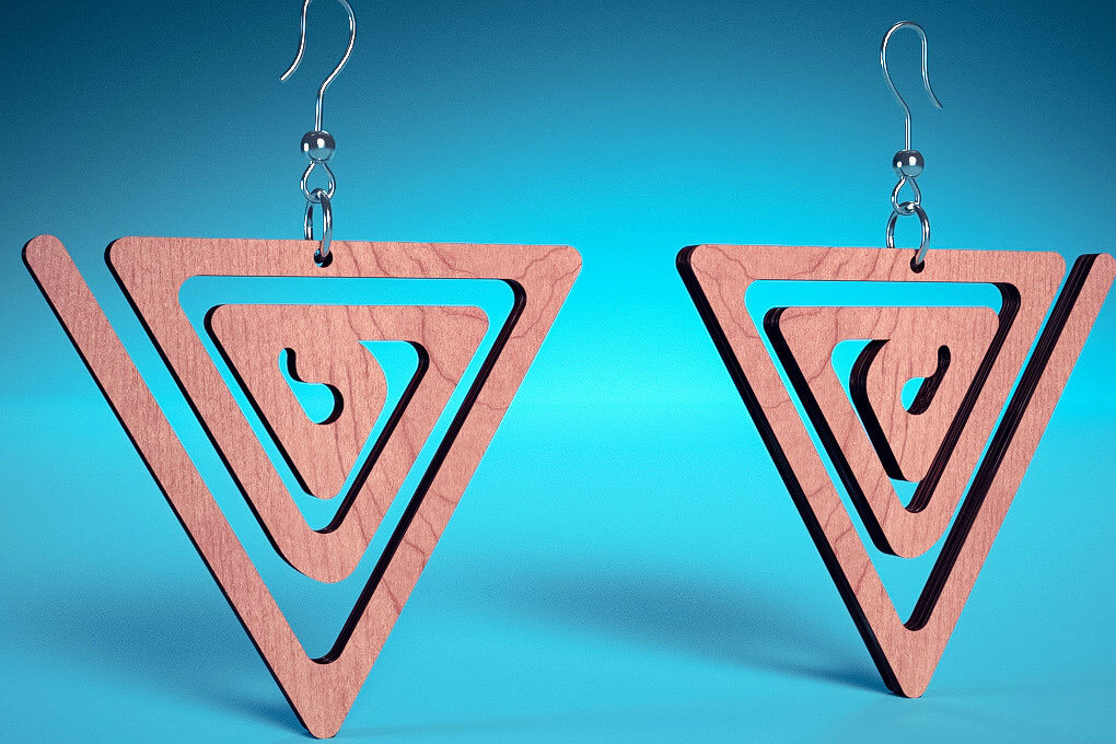 Intra απο ξύλο plywood 3mm-4mm πάχος – Σπειροειδή Σκουλαρίκια | Σκουλαρίκια Δίασταση  5x5 cm INTRAFABR-72468497