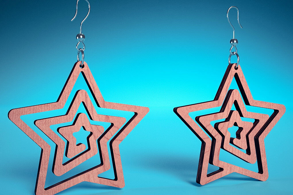 Intra απο ξύλο plywood 3mm-4mm πάχος – Σπειροειδή Σκουλαρίκια | Σκουλαρίκια Δίασταση  5x5 cm INTRAFABR-72468535