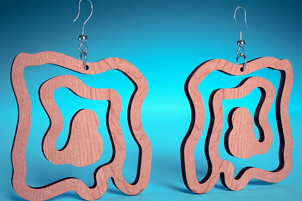 Intra απο ξύλο plywood 3mm-4mm πάχος – Σπειροειδή Σκουλαρίκια | Σκουλαρίκια Δίασταση  5x5 cm INTRAFABR-72468555