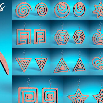 Intra απο ξύλο plywood 3mm-4mm πάχος – Σπειροειδή Σκουλαρίκια | Σκουλαρίκια Δίασταση  5x5 cm INTRAFABR-72468202 - Image 1