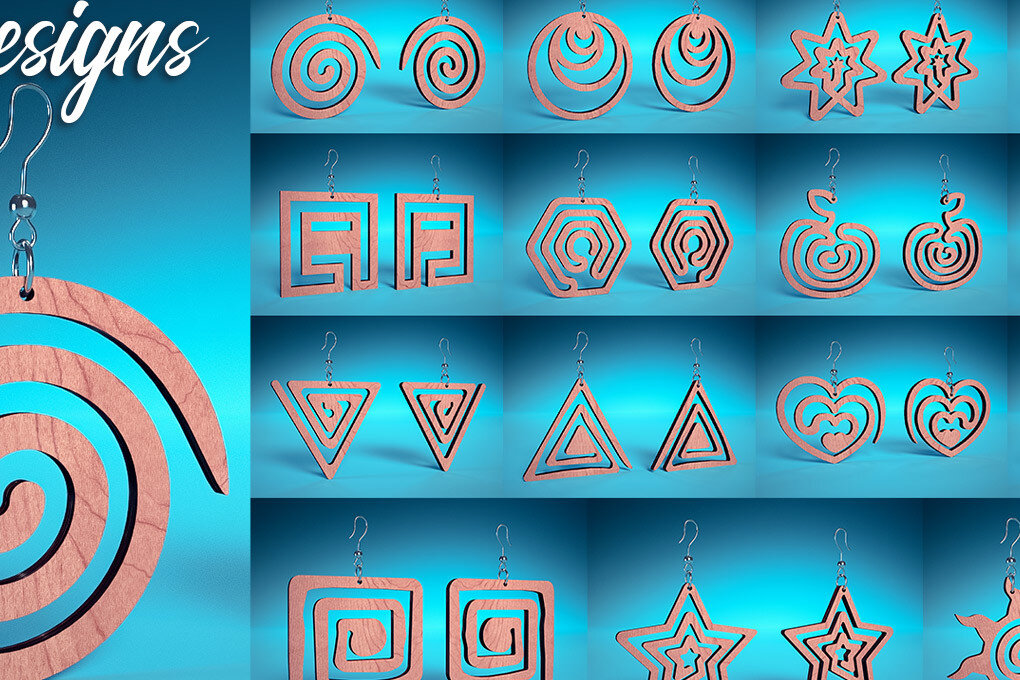 Intra απο ξύλο plywood 3mm-4mm πάχος – Σπειροειδή Σκουλαρίκια | Σκουλαρίκια Δίασταση  5x5 cm INTRAFABR-72468202