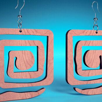 Intra απο ξύλο plywood 3mm-4mm πάχος – Σπειροειδή Σκουλαρίκια | Σκουλαρίκια Δίασταση  5x5 cm INTRAFABR-72468202 - Image 2