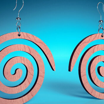 Intra απο ξύλο plywood 3mm-4mm πάχος – Σπειροειδή Σκουλαρίκια | Σκουλαρίκια Δίασταση  5x5 cm INTRAFABR-72468202 - Image 7