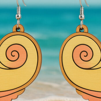 Intra απο ξύλο plywood 3mm-4mm πάχος – Σκουλαρίκια με κοχύλι Δίασταση 5x5 cm INTRAFABR-123757407 - Image 1