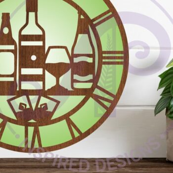 Intra απο ξύλο plywood 3mm-4mm πάχος – Αρχεία κοπής με λέιζερ Spirits Alcohol Clock Δίασταση  20x20 cm INTRAFABR-101869592 - Image 2