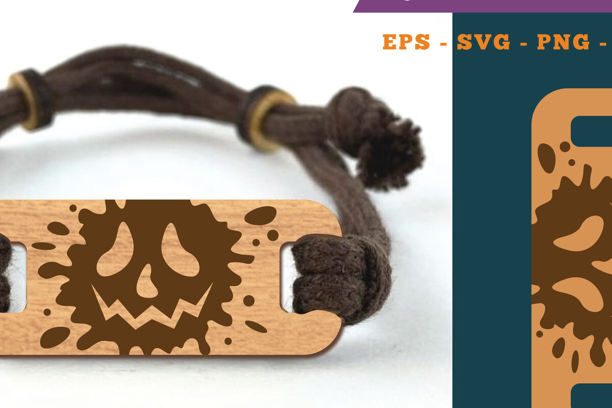 Intra απο ξύλο plywood 3mm-4mm πάχος – Βραχιόλι Splash Ghost Face Δίασταση  20x20 cm INTRAFABR-110079877