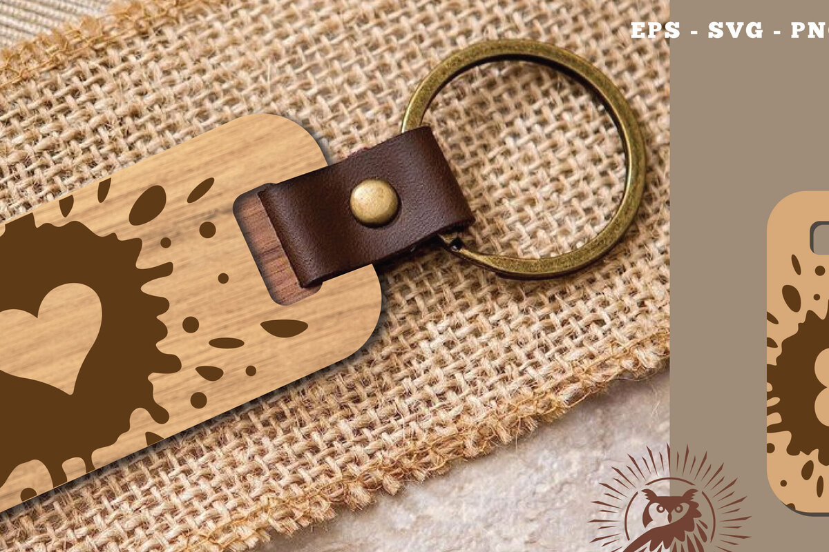 Intra απο ξύλο plywood 3mm-4mm πάχος – Μπρελόκ με Splash Heart Δίασταση  5x5 cm INTRAFABR-115708407