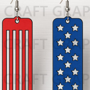 Intra απο ξύλο plywood 3mm-4mm πάχος – Split American Flag Σκουλαρίκια Δίασταση  5x5 cm INTRAFABR-122656333