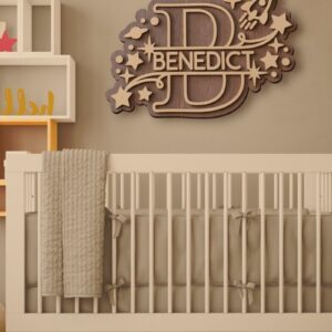 Intra απο ξύλο plywood 3mm-4mm πάχος – Διαχωρίστε γράμματα μονόγραμμα με όνομα μωρού Δίασταση  20x20 cm INTRAFABR-16816089