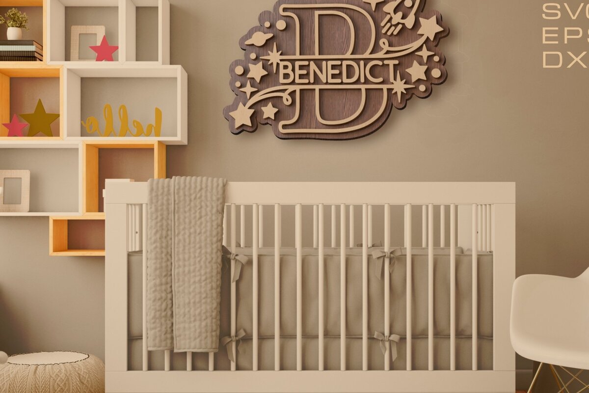 Intra απο ξύλο plywood 3mm-4mm πάχος – Διαχωρίστε γράμματα μονόγραμμα με όνομα μωρού Δίασταση  20x20 cm INTRAFABR-16816089