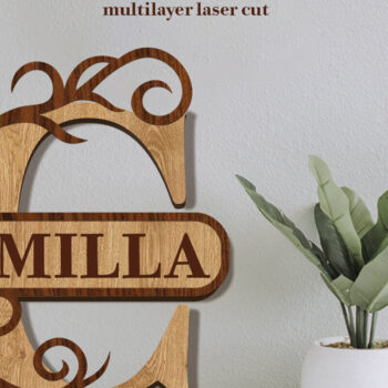 Intra απο ξύλο plywood 3mm-4mm πάχος – Split Name C Monogram Δίασταση  20x20 cm INTRAFABR-80063675 - Image 1