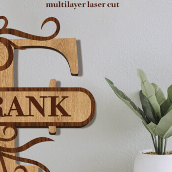 Intra απο ξύλο plywood 3mm-4mm πάχος – Split Name F Monogram Δίασταση  20x20 cm INTRAFABR-80063659 - Image 1