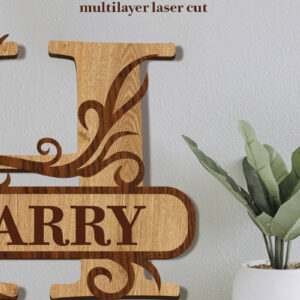 Intra απο ξύλο plywood 3mm-4mm πάχος – Split Name H Monogram Δίασταση  20x20 cm INTRAFABR-80063648