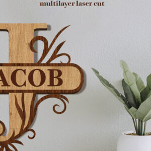 Intra απο ξύλο plywood 3mm-4mm πάχος – Split Name J Monogram Δίασταση  20x20 cm INTRAFABR-80063634