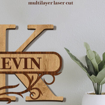 Intra απο ξύλο plywood 3mm-4mm πάχος – Split Name K Monogram Δίασταση  20x20 cm INTRAFABR-80063625 - Image 1