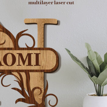 Intra απο ξύλο plywood 3mm-4mm πάχος – Split Name N Monogram Δίασταση  20x20 cm INTRAFABR-80063606 - Image 1