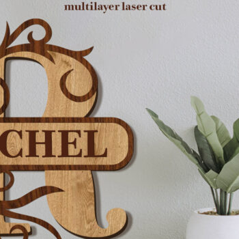 Intra απο ξύλο plywood 3mm-4mm πάχος – Split Name R Monogram Δίασταση  20x20 cm INTRAFABR-80063577 - Image 1