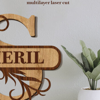 Intra απο ξύλο plywood 3mm-4mm πάχος – Split Name S Monogram Δίασταση  20x20 cm INTRAFABR-80063571 - Image 1