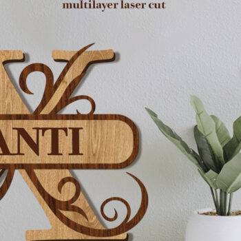 Intra απο ξύλο plywood 3mm-4mm πάχος – Split Name X Monogram Δίασταση  20x20 cm INTRAFABR-80146573 - Image 1