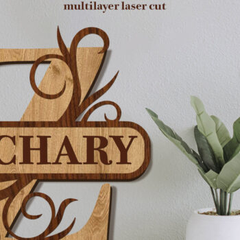 Intra απο ξύλο plywood 3mm-4mm πάχος – Split Name Z Monogram Δίασταση  20x20 cm INTRAFABR-80146537 - Image 1