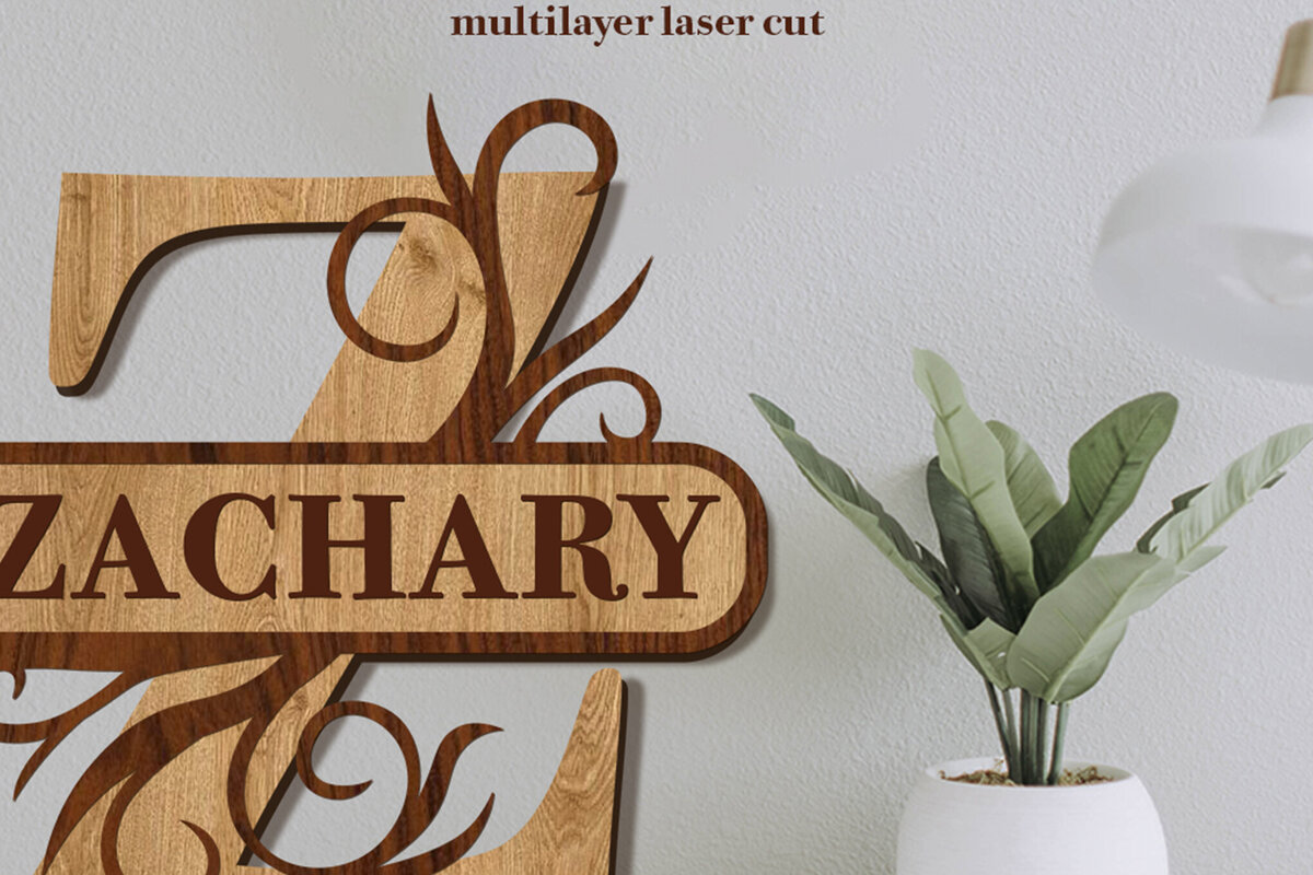 Intra απο ξύλο plywood 3mm-4mm πάχος – Split Name Z Monogram Δίασταση  20x20 cm INTRAFABR-80146537