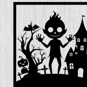 Intra απο ξύλο plywood 3mm-4mm πάχος – Spoker Halloween Metal Sign Σημάδι λέιζερ Δίασταση  40x30 cm INTRAFABR-102495417