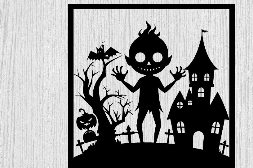 Intra απο ξύλο plywood 3mm-4mm πάχος – Spoker Halloween Metal Sign Σημάδι λέιζερ Δίασταση  40x30 cm INTRAFABR-102495417