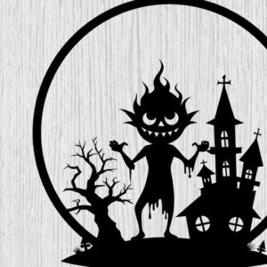 Intra απο ξύλο plywood 3mm-4mm πάχος – Spoker Halloween Metal Sign Σημάδι λέιζερ Δίασταση  40x30 cm INTRAFABR-102547400