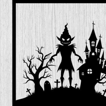 Intra απο ξύλο plywood 3mm-4mm πάχος – Spoker Halloween Metal Sign Σημάδι λέιζερ Δίασταση  40x30 cm INTRAFABR-102547957 - Image 1