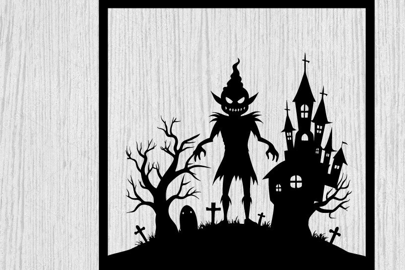 Intra απο ξύλο plywood 3mm-4mm πάχος – Spoker Halloween Metal Sign Σημάδι λέιζερ Δίασταση  40x30 cm INTRAFABR-102547957