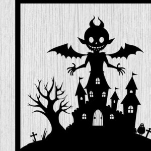 Intra απο ξύλο plywood 3mm-4mm πάχος – Spoker Halloween Metal Sign Σημάδι λέιζερ Δίασταση  40x30 cm INTRAFABR-102548267