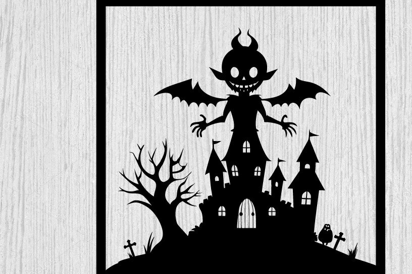 Intra απο ξύλο plywood 3mm-4mm πάχος – Spoker Halloween Metal Sign Σημάδι λέιζερ Δίασταση  40x30 cm INTRAFABR-102548267