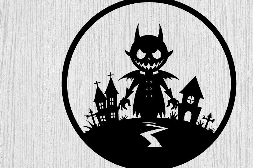 Intra απο ξύλο plywood 3mm-4mm πάχος – Spoker Halloween Metal Sign Σημάδι λέιζερ Δίασταση  40x30 cm INTRAFABR-102548686