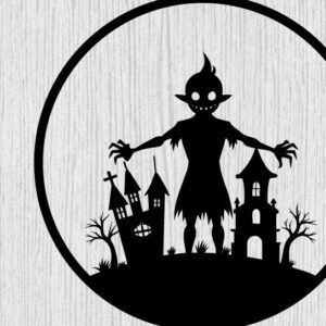 Intra απο ξύλο plywood 3mm-4mm πάχος – Spoker Halloween Metal Sign Σημάδι λέιζερ Δίασταση  40x30 cm INTRAFABR-102495134