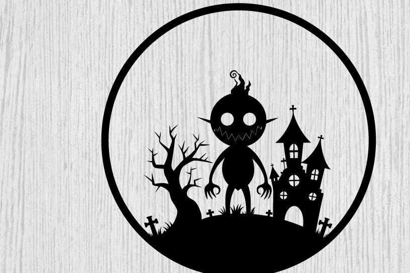 Intra απο ξύλο plywood 3mm-4mm πάχος – Spoker Halloween Metal Sign Σημάδι λέιζερ Δίασταση  40x30 cm INTRAFABR-102495254