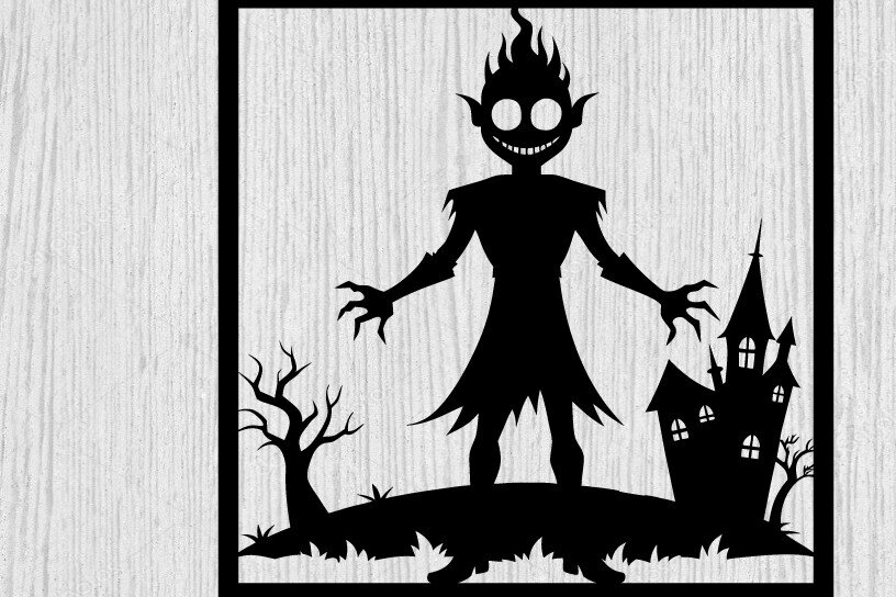 Intra απο ξύλο plywood 3mm-4mm πάχος – Spoker Halloween Metal Sign Σημάδι λέιζερ Δίασταση  40x30 cm INTRAFABR-102495302