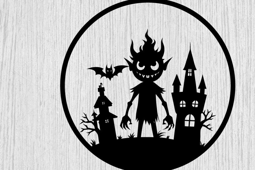 Intra απο ξύλο plywood 3mm-4mm πάχος – Spoker Halloween Metal Sign Σημάδι λέιζερ Δίασταση  40x30 cm INTRAFABR-102494927