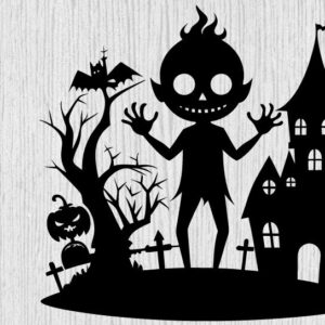 Intra απο ξύλο plywood 3mm-4mm πάχος – Spoker Halloween Metal Wall Art Laser, 3D Δίασταση  40x30 cm INTRAFABR-101636138