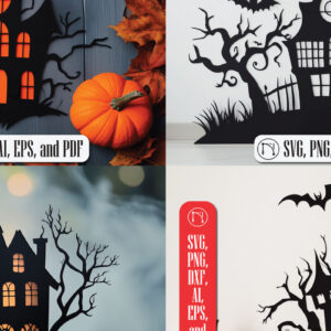 Intra απο ξύλο plywood 3mm-4mm πάχος – Πακέτο Spooktacular Haunted House Δίασταση  20x20 cm INTRAFABR-104156109