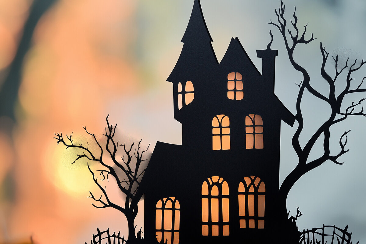 Intra απο ξύλο plywood 3mm-4mm πάχος – Spooktacular Haunted House Δίασταση  20x20 cm INTRAFABR-104150915