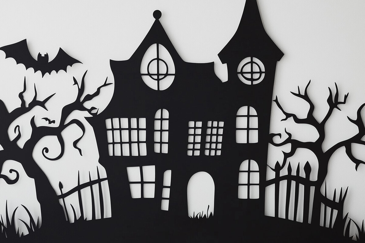 Intra απο ξύλο plywood 3mm-4mm πάχος – Spooktacular Haunted House Δίασταση  20x20 cm INTRAFABR-104153297